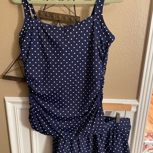 Talbots Navy with White Polka Dots Two Piece Swim Suit Size U.S. 16 - Picture 15 of 15